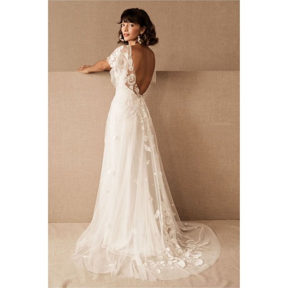 BHLDN Willowby Heartleaf Wedding Gown Ivory Size 2 and 14 NEW - Picture 2 of 13